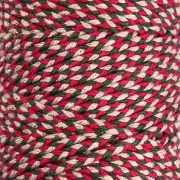 Bobina de cordón de algodón trenzado de 2,5 mm — Fabricado en Francia — Rojo — Verde × 100 m