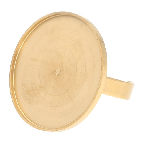 Anillo fino ajustable para cabujón de base plana de 25 mm - Acero inoxidable dorado 304 x1