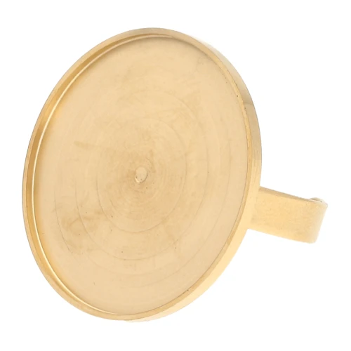 Anillo fino ajustable para cabujón de base plana de 25 mm - Acero inoxidable dorado 304 x1