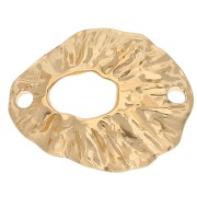 Separador hueco ovalado texturado 19,5x16 mm - Dorado con oro fino x1