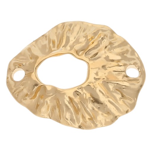 Separador hueco ovalado texturado 19,5x16 mm - Dorado con oro fino x1