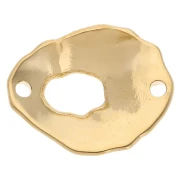 Separador hueco ovalado texturado 19,5x16 mm - Dorado con oro fino x1