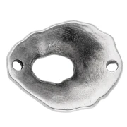 Separador oval hueco texturado 19,5x16 mm - Chapa de plata fina envejecida x1