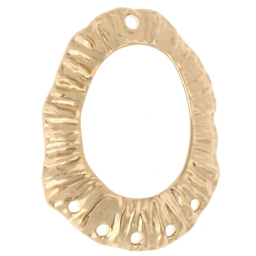 Colgante araña hueco ovalado texturado 35x27 mm 5 agujeros - Dorado con oro fino x1