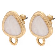 Pendientes Triángulo Redondeado 19,5x15 mm - Dorado - Blanco Nacarado x2