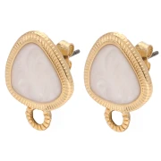 Pendientes Triángulo Redondeado 19,5x15 mm - Dorado - Blanco Nacarado x2