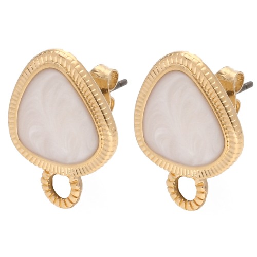 Pendientes Triángulo Redondeado 19,5x15 mm - Dorado - Blanco Nacarado x2