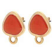 Pendientes triángulo redondeado 19.5x15 mm - Dorado con oro fino - Topacio x2