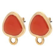 Pendientes triángulo redondeado 19.5x15 mm - Dorado con oro fino - Topacio x2