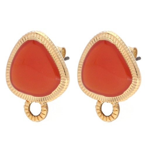 Pendientes triángulo redondeado 19.5x15 mm - Dorado con oro fino - Topacio x2