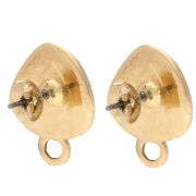 Pendientes triángulo redondeado 19,5x15 mm - Dorado con oro fino - Marrón x2