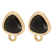 Pendientes Triángulo Redondeado 19.5x15 mm - Dorado - Negro x2