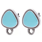 Pendientes triángulo redondeado 19.5x15mm Plata de ley envejecida Turquoisex2