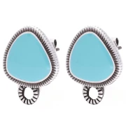 Pendientes triángulo redondeado 19.5x15mm Plata de ley envejecida Turquoisex2