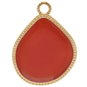 Colgante gota irregular 32x24 mm resina epoxi - Dorado oro fino - Topacio x1