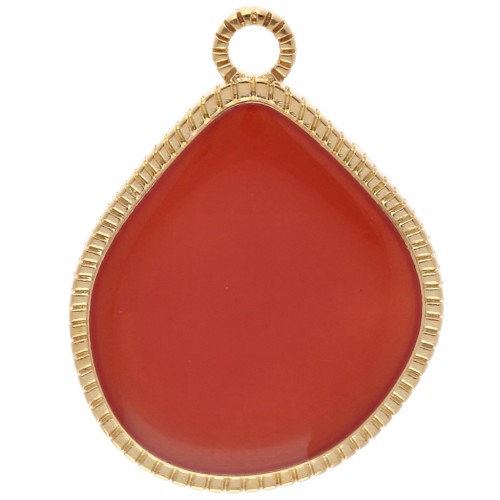 Colgante gota irregular 32x24 mm resina epoxi - Dorado oro fino - Topacio x1