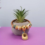 Colgante rectángulo étnico 26x17,5 mm resina epoxi - Dorado con oro fino - Turquesa