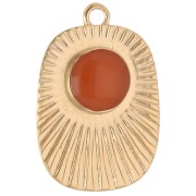 Colgante rectángulo étnico 26x17,5 mm resina epoxi - Dorado con oro fino - Topacio x1