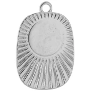 Colgante rectángulo étnico 26x17,5 mm - Plata de ley envejecida - Turquesa