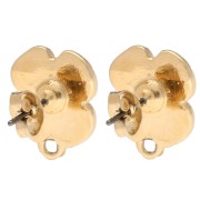 Pendientes flor 16x13 mm resina epoxi - Dorado oro fino - Negro x2