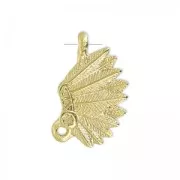 Dije peinado de Indio 13 mm dorado satinado x1