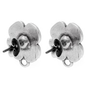 Pendientes flor 16x13mm resina epoxi baño de plata fina Turquesa vieja x2