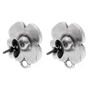 Pendientes flor 16x13mm resina epoxi baño de plata fina Turquesa vieja x2