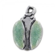 Dije mariquita esmaltado verde turquesa de lentejuelas 16 mm x1