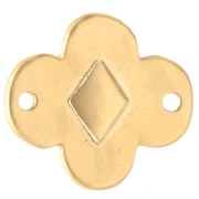 Entrepieza flor 19x17 mm con resina epoxi - Dorado con oro fino - Coral x1