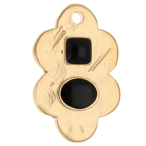 Colgante hoja 21x14 mm y resina epoxi - Dorado con oro fino - Negro x1