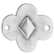 Espaciador de flor de 19x17 mm con resina epoxi - Chapa de plata fina envejecida - Rojo