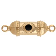 Espaciador de tubo étnico 26x8 mm con resina epoxi - Dorado con oro fino - Negro x1