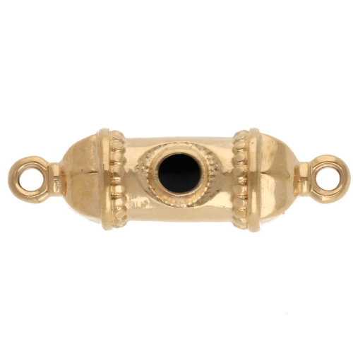 Espaciador de tubo étnico 26x8 mm con resina epoxi - Dorado con oro fino - Negro x1