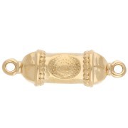 Espaciador de tubo étnico 26x8 mm con resina epoxi - Dorado con oro fino - Turquesa