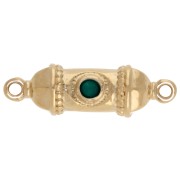 Espaciador de tubo étnico 26x8 mm con resina epoxi - Dorado con oro fino - Verde x1