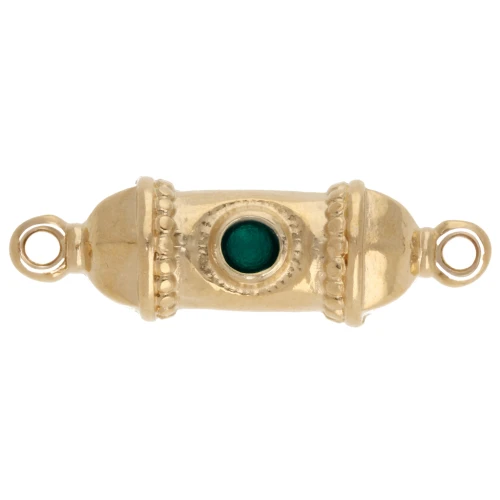 Espaciador de tubo étnico 26x8 mm con resina epoxi - Dorado con oro fino - Verde x1