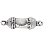 Separador de tubo étnico 26x8 mm - Chapa de plata fina envejecida - Turquesa