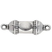 Separador de tubo étnico 26x8 mm - Chapa de plata fina envejecida - Turquesa