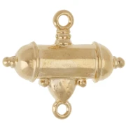 Tubo étnico y separador de gota 20x23 mm - Dorado con oro fino - Verde x1