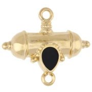 Tubo étnico y separador de gota 20x23 mm - Dorado con oro fino - Negro x1