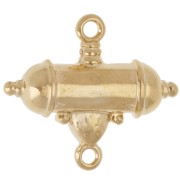Tubo étnico y separador de gota 20x23 mm - Dorado con oro fino - Rosa fluorescente x1