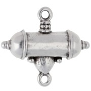 Entrepieza tubo y gota étnica 20x23 mm Plata de ley envejecida chapada Turquesa