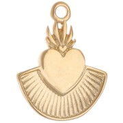Ex-voto colgante corazón 22x17 mm con resina epoxi - Dorado con oro fino - Rojo x1
