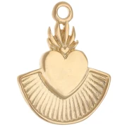 Ex-voto colgante corazón 22x17 mm con resina epoxi - Dorado con oro fino - Rojo x1