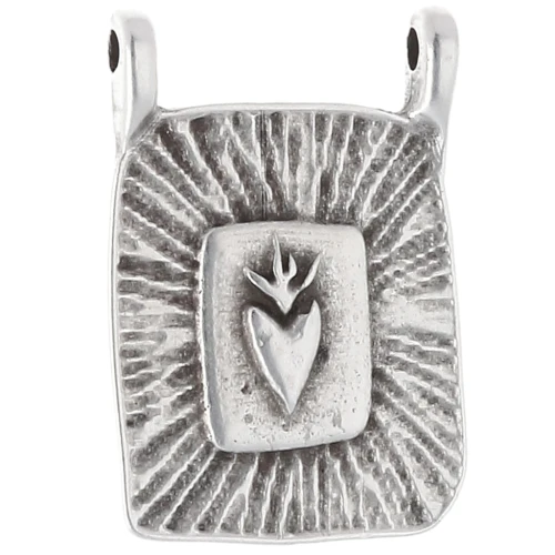 Colgante rectángulo 20,5x14 mm con motivo corazón Chapado en plata de ley envejecida