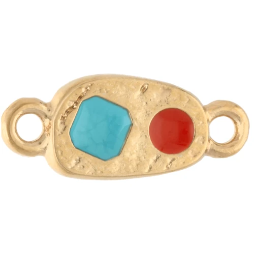 Inserto Rectángulo Irregular 16x6,5 mm Dorado con oro fino - Turquesa - Jacinto