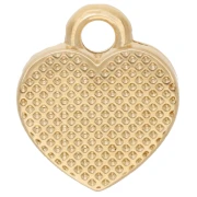Colgante corazón 11x9,5 mm - Motivo ojo - Resina epoxi - Dorado con oro fino - Blanco x1