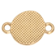Entrepieza redonda irregular 11 mm motivo étnico - Dorado oro fino - Blanco x1