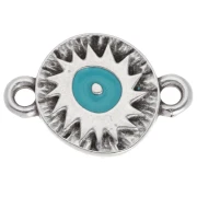 Entrepieza redonda irregular 11mm motivo étnico Fina chapa antigua Arg - Turquesa