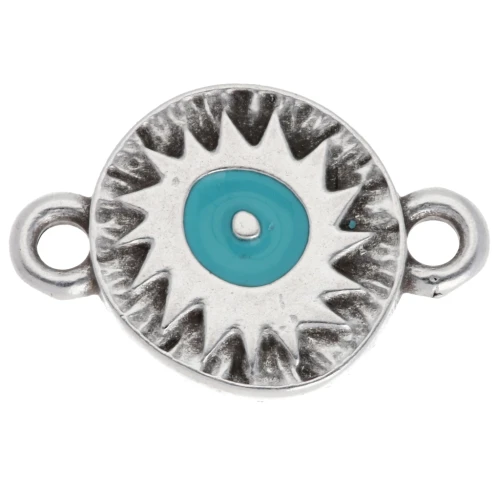 Entrepieza redonda irregular 11mm motivo étnico Fina chapa antigua Arg - Turquesa
